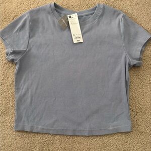 GU Light Blue Ribbed T-Shirt